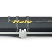 Peradon Queuekoffer Halo breit in Schwarz mit silbernen Nähten für einteilige Queues