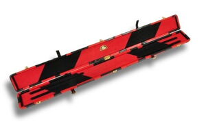 Flickwerk Lederkoffer Schwarz Rot für einteilige Queues offen ganz