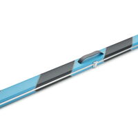 Peradon Queuekoffer Halo breit mit schwarzen und himmelblauen Streifen für einteilige Queues