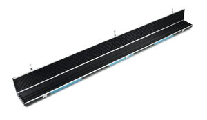 Peradon Queuekoffer Halo extrabreit Schwarz mit schwarzen und himmelblauen Streifen für einteilige Queues
