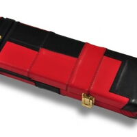 Flickwerk Lederkoffer Schwarz Rot für einteilige Queues nah