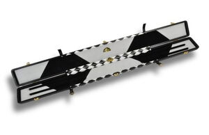 Lederkoffer Schwarz mit kleinen weißen Diamanten für 3/4-geteilte Queues offen ganz