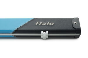 Peradon Queuekoffer Halo breit mit schwarzen und himmelblauen Streifen für einteilige Queues