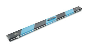 Peradon Queuekoffer Halo extrabreit Schwarz mit schwarzen und himmelblauen Streifen für einteilige Queues
