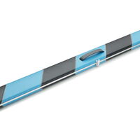 Peradon Queuekoffer Halo extrabreit Schwarz mit schwarzen und himmelblauen Streifen für einteilige Queues