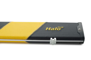 Peradon Queuekoffer Halo extrabreit Schwarz mit schwarzen und gelben Streifen für einteilige Queues