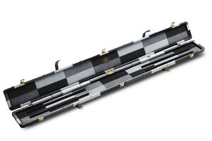 Flickwerk Lederkoffer Schwarz Blau für 3/4-geteilte Queues offen ganz