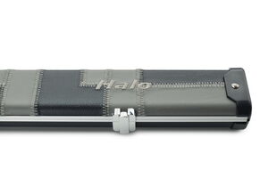 Peradon Queuekoffer Halo breit mit schwarzem und grauen Patchwork für einteilige Queues