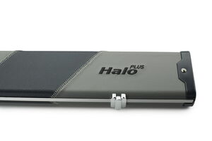 Peradon Queuekoffer Halo extrabreit Schwarz mit schwarzen und grauen Streifen für einteilige Queues