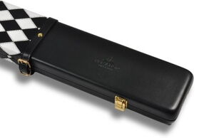 Lederkoffer Schwarz mit kleinen weißen Diamanten für 3/4-geteilte Queues nah