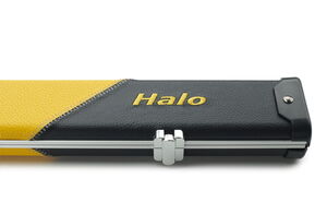 Peradon Queuekoffer Halo breit mit schwarzen und gelben Streifen für einteilige Queues