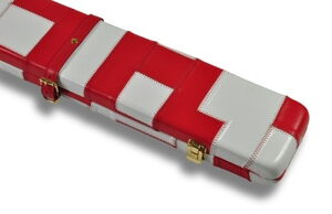 Flickwerk Lederkoffer Weiß Rot für 3/4-geteilte Queues nah