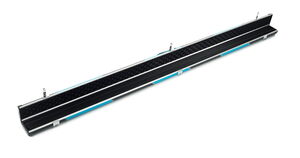 Peradon Queuekoffer Halo breit mit schwarzen und himmelblauen Streifen für einteilige Queues