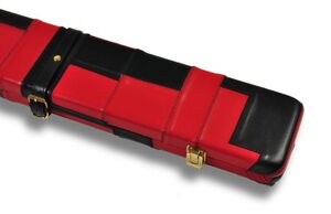 Flickwerk Lederkoffer Schwarz Rot für einteilige Queues nah